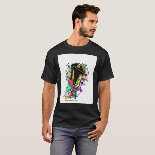 マーキオーネ鮮やかギター – Hristo Viによるヘッドストック Tシャツ (正面フル)