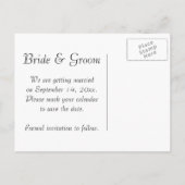 マーキスダイヤモンドリングや輪結婚式日付を保存 案内ポストカード (裏面)