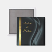 マーキスブラックシルク金ゴールド日付磁石を保存 マグネット (正面/裏面)