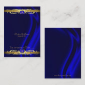 マーキスブルーシルク金ゴールドスクロールテーブルプレイスカード プレイスカード (正面/裏面)