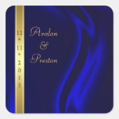 マーキスブルーシルク金ゴールド保存日付ステッカー スクエアシール (正面)