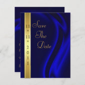 マーキスブルーシルク金ゴールド日付はがきを保存 案内ポストカード (正面/裏面)