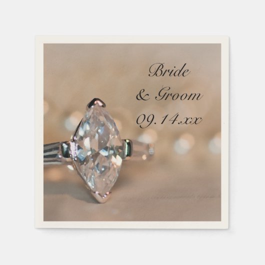 マーキセダイヤモンド婚約リングや輪結婚ズ スタンダードカクテルナプキン (正面)