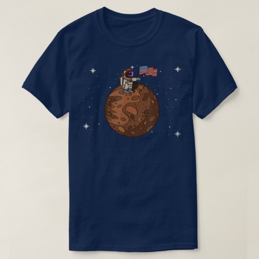 マーキュリープラネットディスカバリー米国旗の宇宙飛行士宇宙 Tシャツ (デザイン正面)
