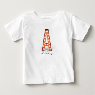 マーキーをモノグラムで点灯パーソナライズされたする ベビーTシャツ