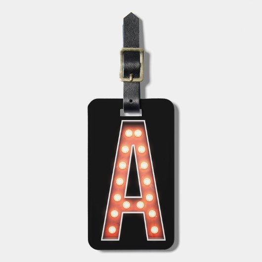 マーキーをモノグラムで点灯パーソナライズされたする ラゲッジタグ (正面縦)