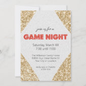 マーキーサインオン金ゴールドグリッターゲームナイトパーティー 招待状 (正面)