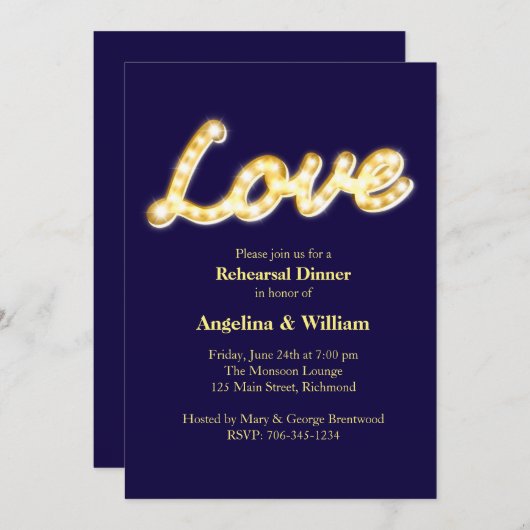 マーキーライツリハーサルディナー招待状 招待状 (正面/裏面)