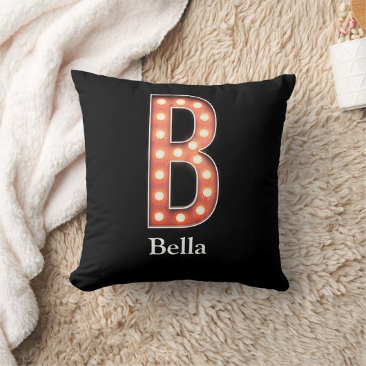 マーキーライトモノグラム文字パーソナライズされたB クッション (ブランケット)