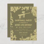 マーキー(ばちゃばちゃ)跳ねるペントボールバースデーパーティー招待状 招待状 (正面/裏面)