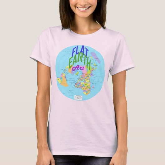 マークされた国を持つ平面地球の地図 Tシャツ (正面)
