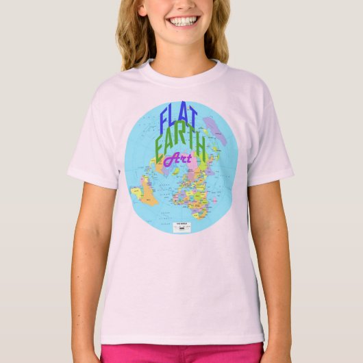 マークされた国を持つ平面地球の地図 Tシャツ (正面)