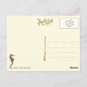 マークと切手を添えた海洋生物コラージュ ポストカード (裏面)