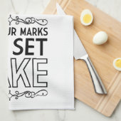 マークにセット焼き付け（黒） キッチンタオル (四つ折り)