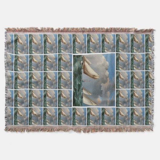 マークを丸めるヨット スローブランケット (正面)