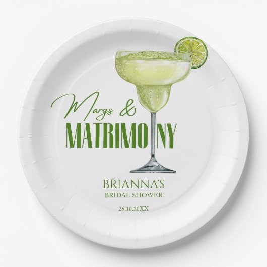 マークスと結婚ブライダルシャワー モノグラムの ペーパープレート (正面)