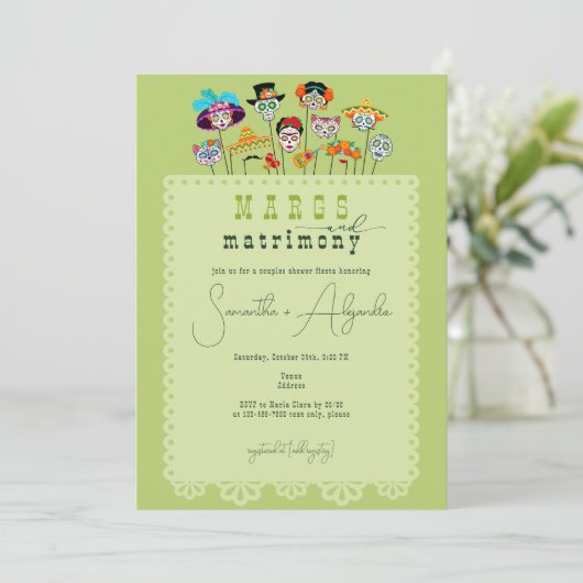 マークス&マトリモンスハロウィーンメキシカンカップルのシャワー 招待状 (スタンド正面)