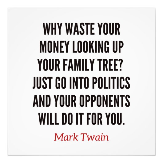 マークトウェイン系図学おもしろい引用文 フォトプリント (正面)