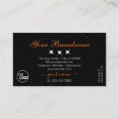 マーク付きオレンジきらめく色の黒い宝石ロゴの追加 名刺 (裏面)