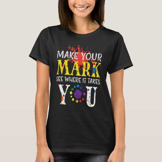 マーク絵を描スプラッシュ国際的ドットの日の子供を作成 Tシャツ (正面)