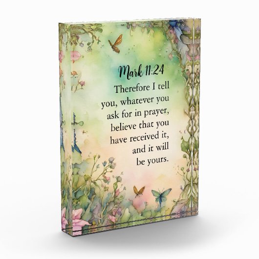 マーク11:24クリスチャン水彩画 フォトブロック (左)