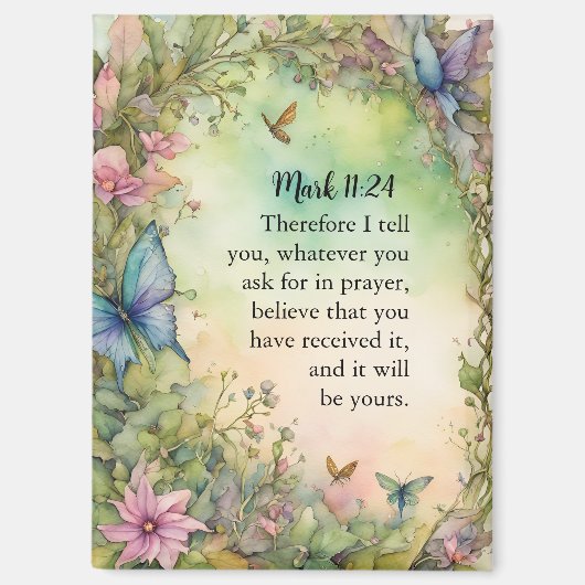 マーク11:24クリスチャン水彩画 マグネット (正面)