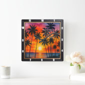 マーク11:24サンセットパームズ祈りの言葉聖句 スクエア壁時計 (ホーム)