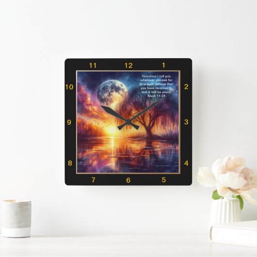 マーク11:24信仰の表現:ホームパーソナライズされたDec スクエア壁時計 (ホーム)