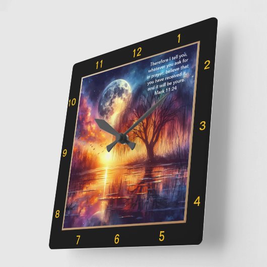 マーク11:24信仰の表現:ホームパーソナライズされたDec スクエア壁時計 (傾斜)