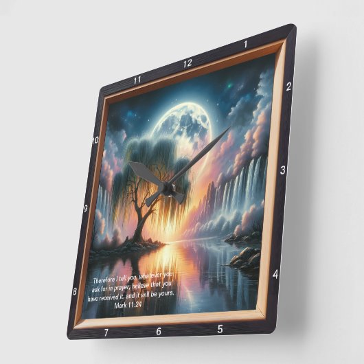 マーク11:24時計感動的:カスタムデザイン スクエア壁時計 (傾斜)