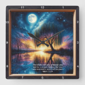 マーク11:24約束の時計:デボパーソナライズされたショナル スクエア壁時計 (正面)