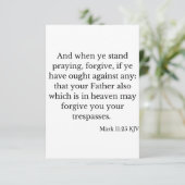マーク11:25 KJVバイブル聖句フラットグリーティングカード カード (スタンド正面)