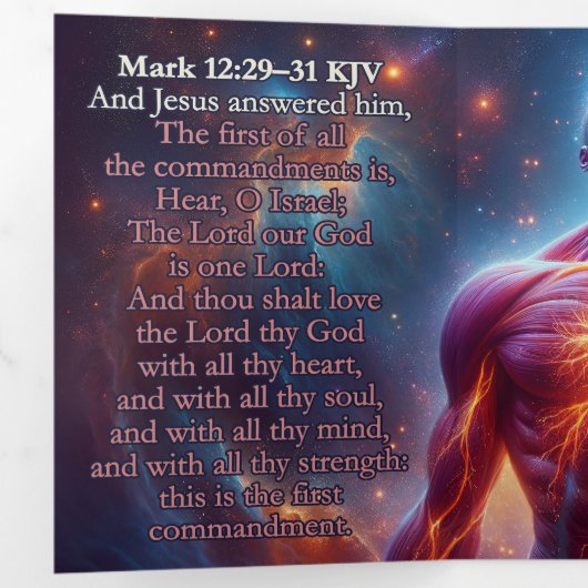 マーク12:29-31 KJVトラクト – ハート魂の精神の強さ 三つ折りカード (内部最初)
