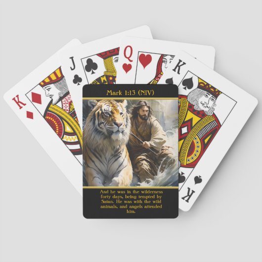 マーク1:13 (NIV)天使が彼に出席するAIアート トランプ (裏面)
