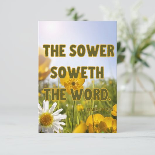 マーク4:14 KJV聖書聖なる書物、 経典Pic Greeting カード (スタンド正面)