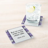 マーク4:35魚の頭葉の薄紫 ガラスコースター (アングル)