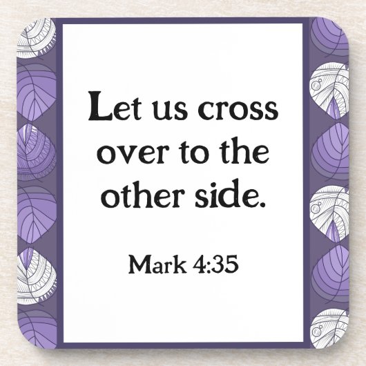 マーク4:35魚の頭葉の薄紫 コースター (正面)