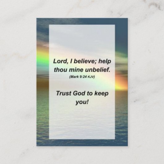 マーク9:24主よ、私は信じ、〜は信じ難い エンクロージャーカード (正面)