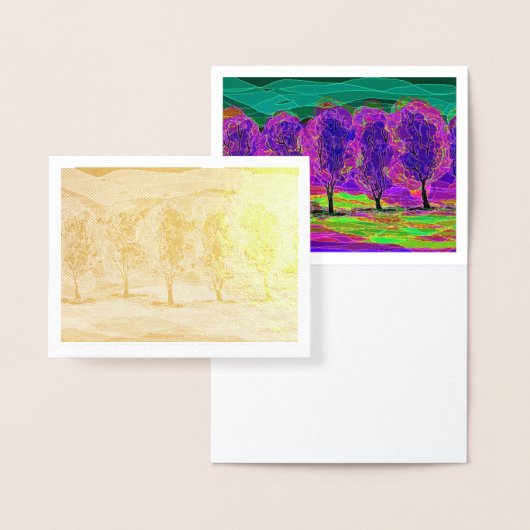 マーク・エドワード・ウェスターフィールドの金の箔による紫色の木 箔カード (ディスプレー)