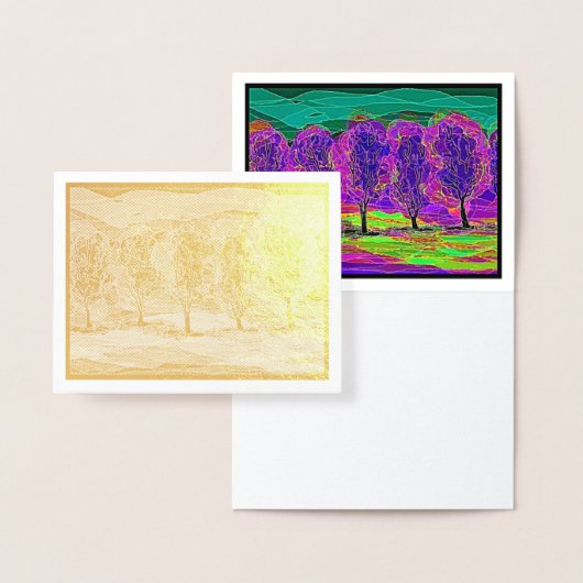 マーク・エドワード・ウェスターフィールドの金の箔による紫色の木 箔カード (ディスプレー)