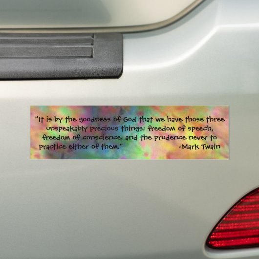 マーク・トウェインからの絞り染めの引用文 バンパーステッカー (車上)