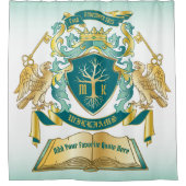 『マーク・ユア・エンブレム・ツリー・ブック・鍵・クラウン・金ゴールド・ジェイド』 シャワーカーテン (正面)