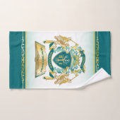 『マーク・ユア・エンブレム・ツリー・ブック・鍵・クラウン・金ゴールド・ジェイド』 バスタオルセット (ハンドタオル)