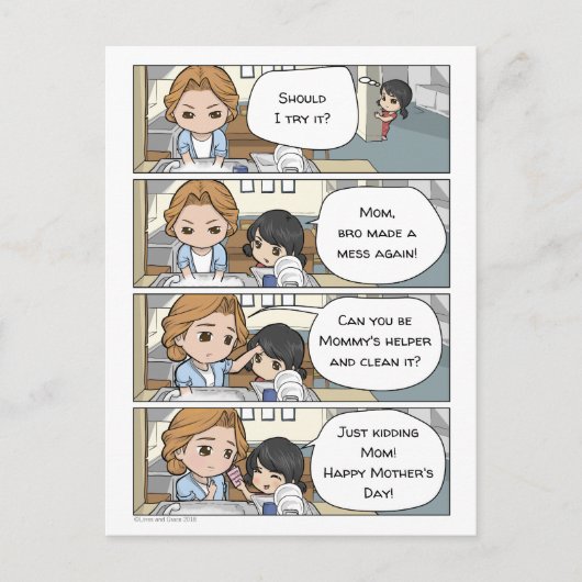 マーク・ユア・スクリプト・マザーズ・デイ・ハガキ漫画 ポストカード (正面)