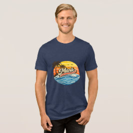 マーク レトロ サンセット 名前 デザイン トライブレンドＴシャツ