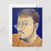 マークE西洋人自己ポートレートオレンジホワイトブルー ポストカード (正面/裏面)