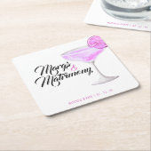 マーグス&マトリモニー ピンク ブライダルシャワー スクエアペーパーコースター (アングル)