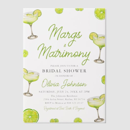 マーグモダン&マトリモンスカクテルブライダルシャワー ベラム紙招待状 (正面)