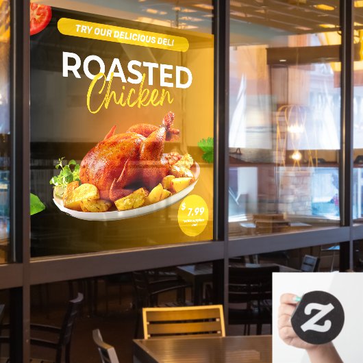 マーケカスタマイズットデリ焼きチキンプライスプロモーション ウィンドウサイン (レストラン窓)