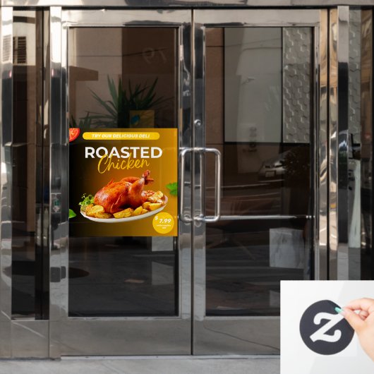 マーケカスタマイズットデリ焼きチキンプライスプロモーション ウィンドウサイン (オフィスドア)